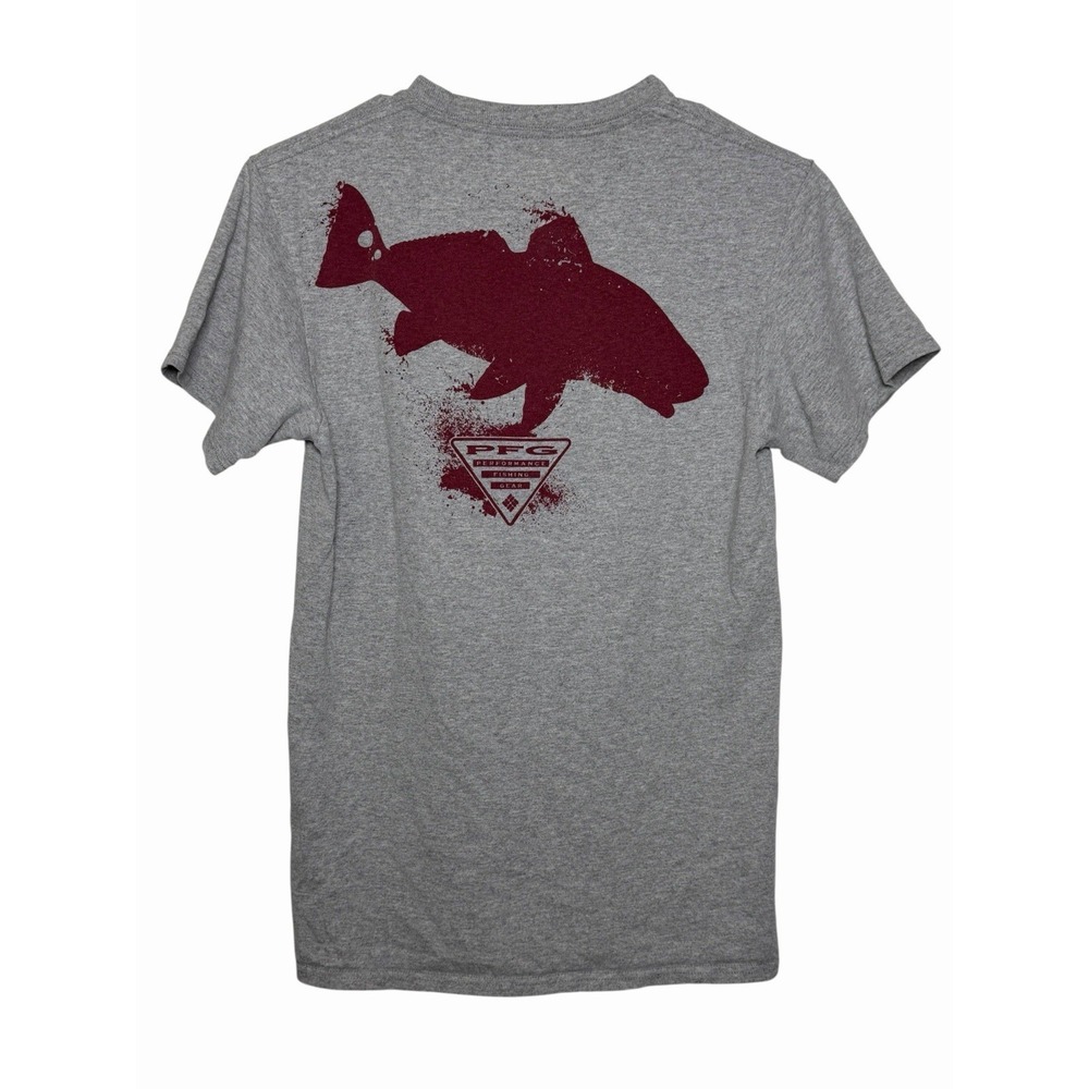 Columbia PFG Men's Small Gray Fishing Shirt Bass Fish Graphic Short Sleeve Tee - Picture 2 of 4